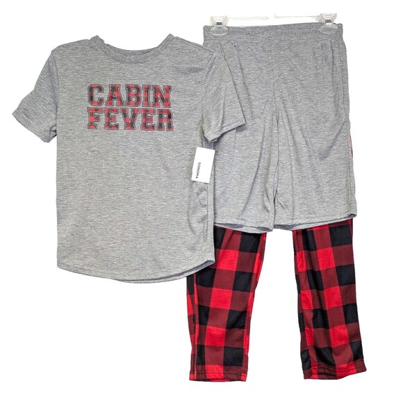 Sonoma by Kohls Boys 3-Piece Pajama Set Medium Shirt Shorts Pants Cabin Fever - Picture 1 of 5